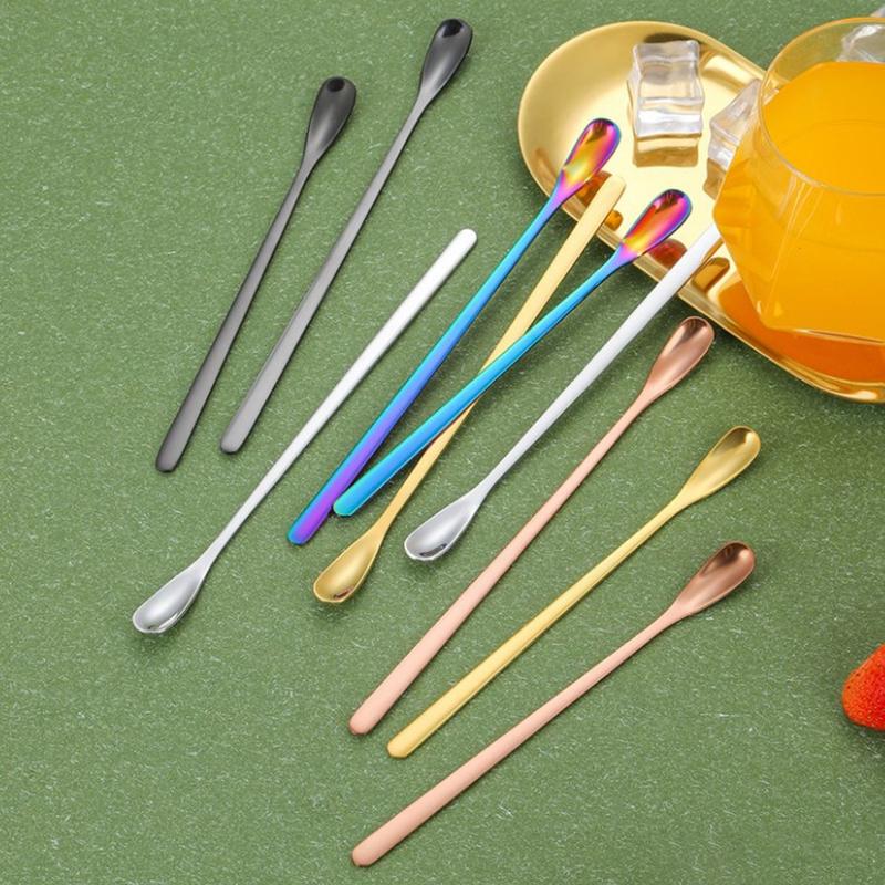 304 Stainless Steel Long Handle Stirring Spoon Coffee Tea Ice Spoon Bar Tableware Fashion Kitchen Tool Seasoning Mixing Dessert