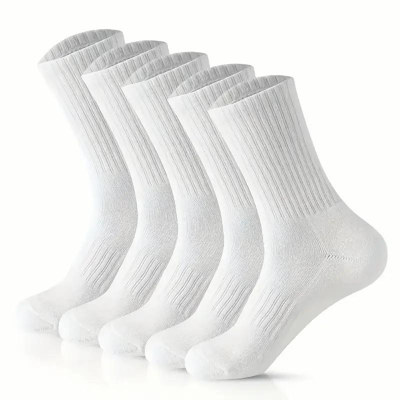 5/10/20 Pairs Neutral Solid Color Round Neck Socks Spring Summer Sweat Absorbing Breathable Soft Comfortable Couple Sports Socks