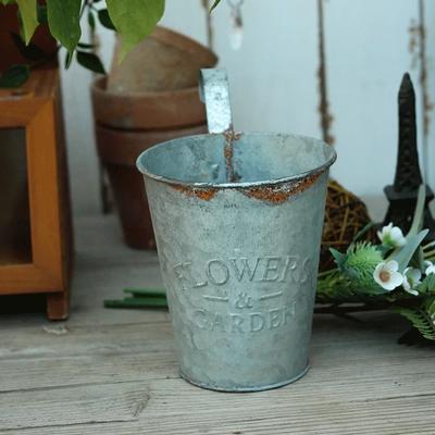 Retro Rust Spots Metal Iron Art Wall Mounted Flower Bucket Garden Courtyard Groceries Storage Green Plants Plant Decorate