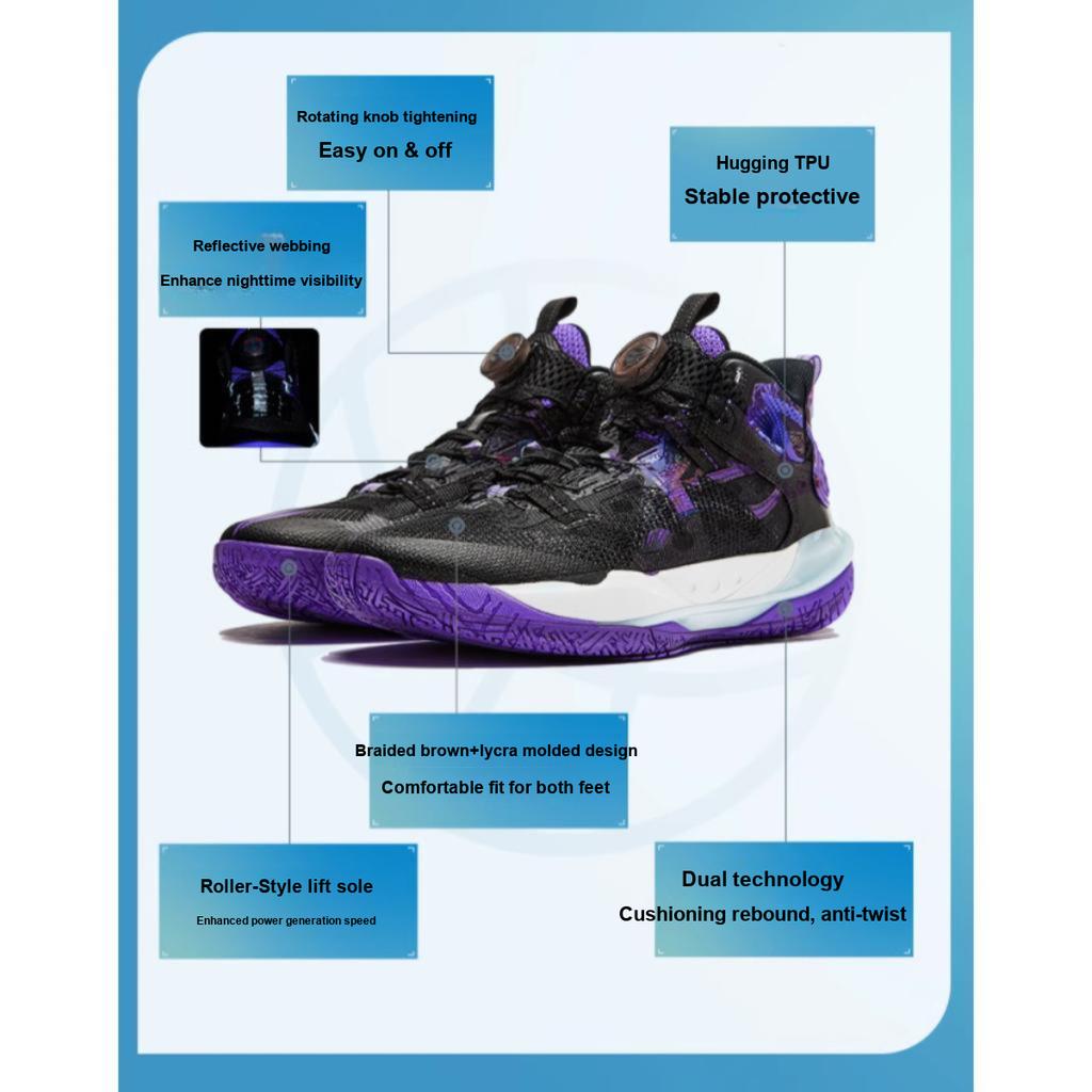 Li Ning Kids Pioneer Team 3 V3 Comfortable Versatile Lightweight Non-Slip Wear-Resistant Rebound Low-Top Basketball Shoes YKBU038-3