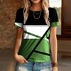 3D Geometry Pattern Casual O Neck T-Shirts Women Short Sleeve Funny Stripe Print Fashion Fem