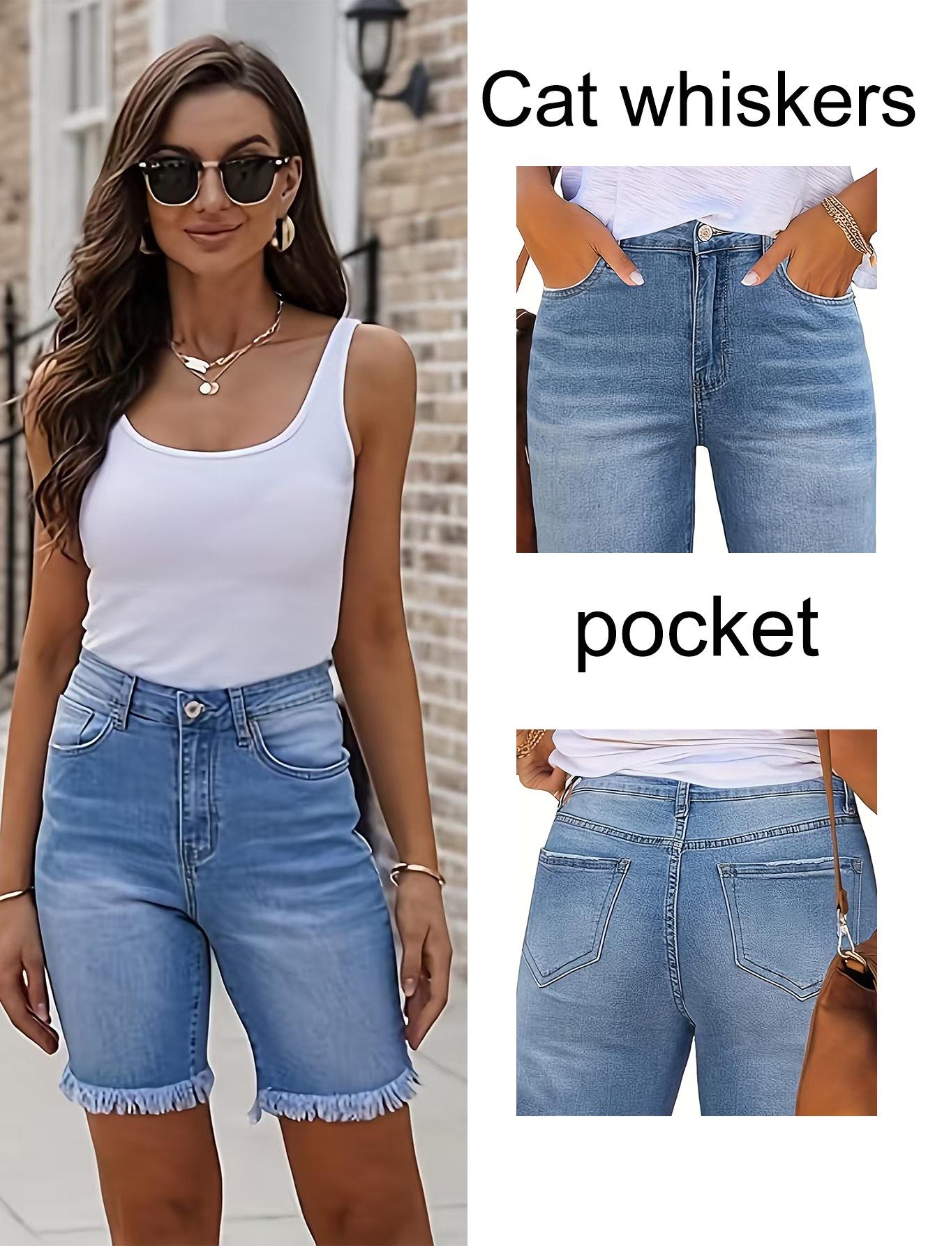 

Retro High-Waisted Stretch Denim Shorts with Hip-Lifting & Tummy Control for Women 2XL небесно-голубой