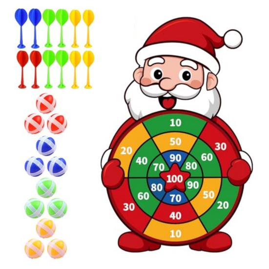 Terč Santa Clause s 12 lepicími míčky a 12 šipkami Velké vánoční párty hry pro rodinu Děti Dospělí Párty aktivity