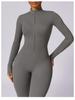 European & American Long Sleeve Zipper Bodysuit - Hip-Lifting Fitness & Yoga Pants for Women In Black