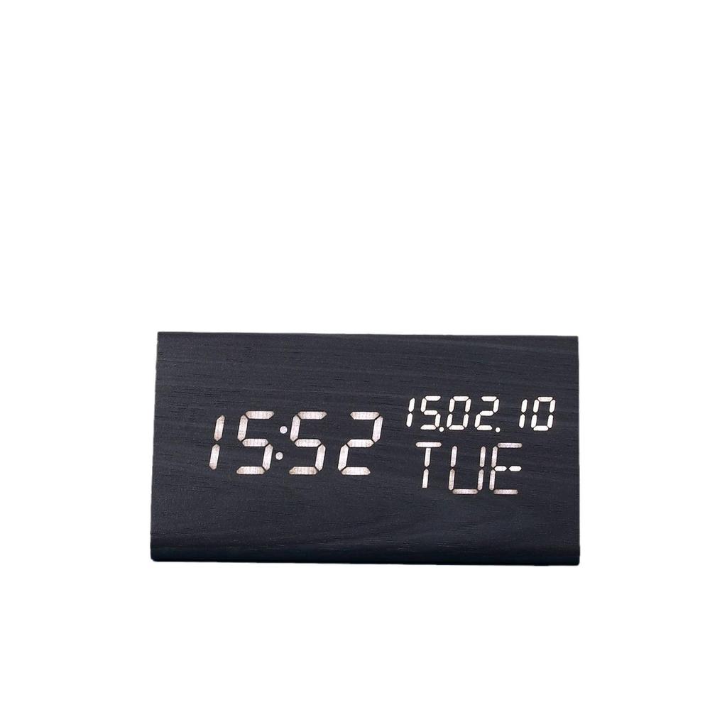 Triple Display LED Wooden Alarm Clock with Silent, Luminous Features and Perpetual Calendar