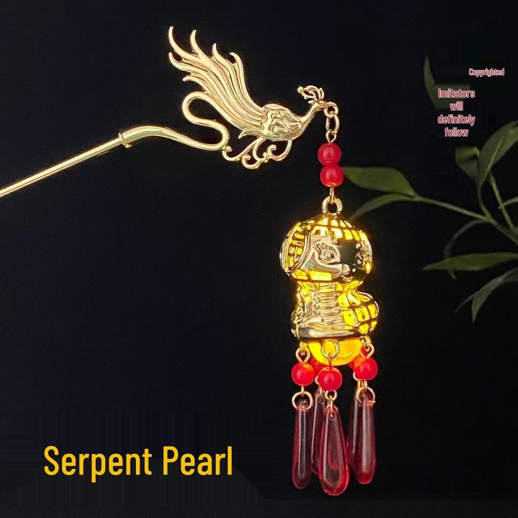 Ancient Style Luminous Hairpin: High-End Alloy Lantern Design for Hanfu Skirts
