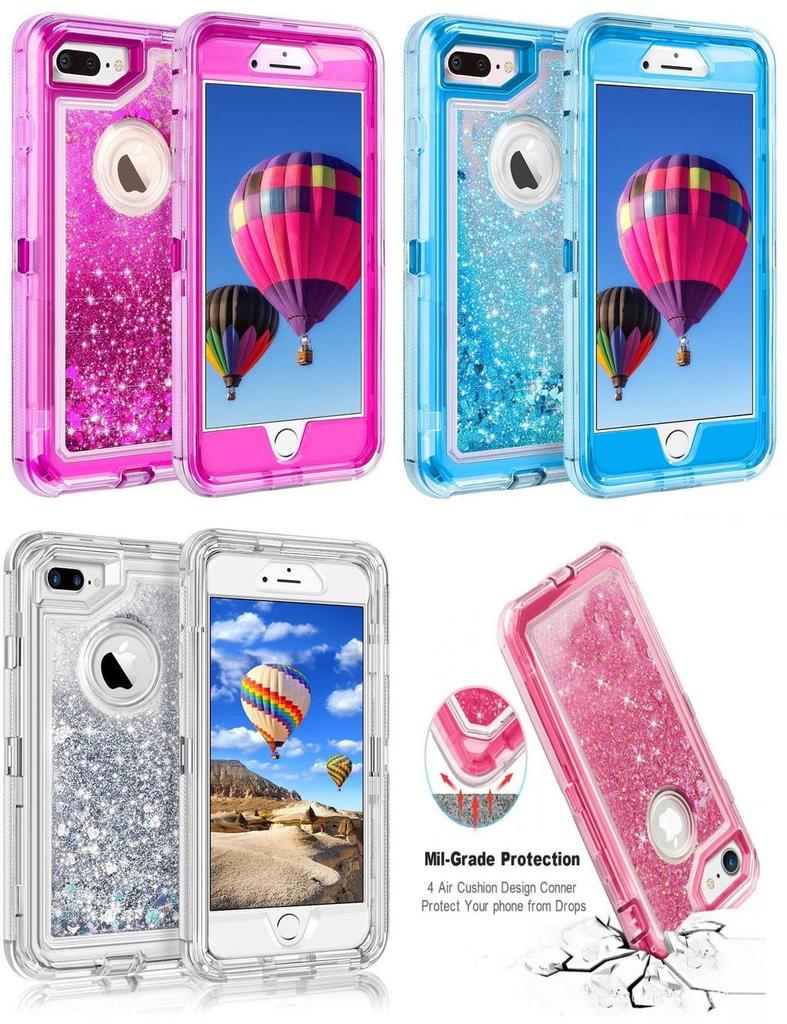 Shell Shockproof Defender Quicksand Glitter Liquid Case For Iphone 678px