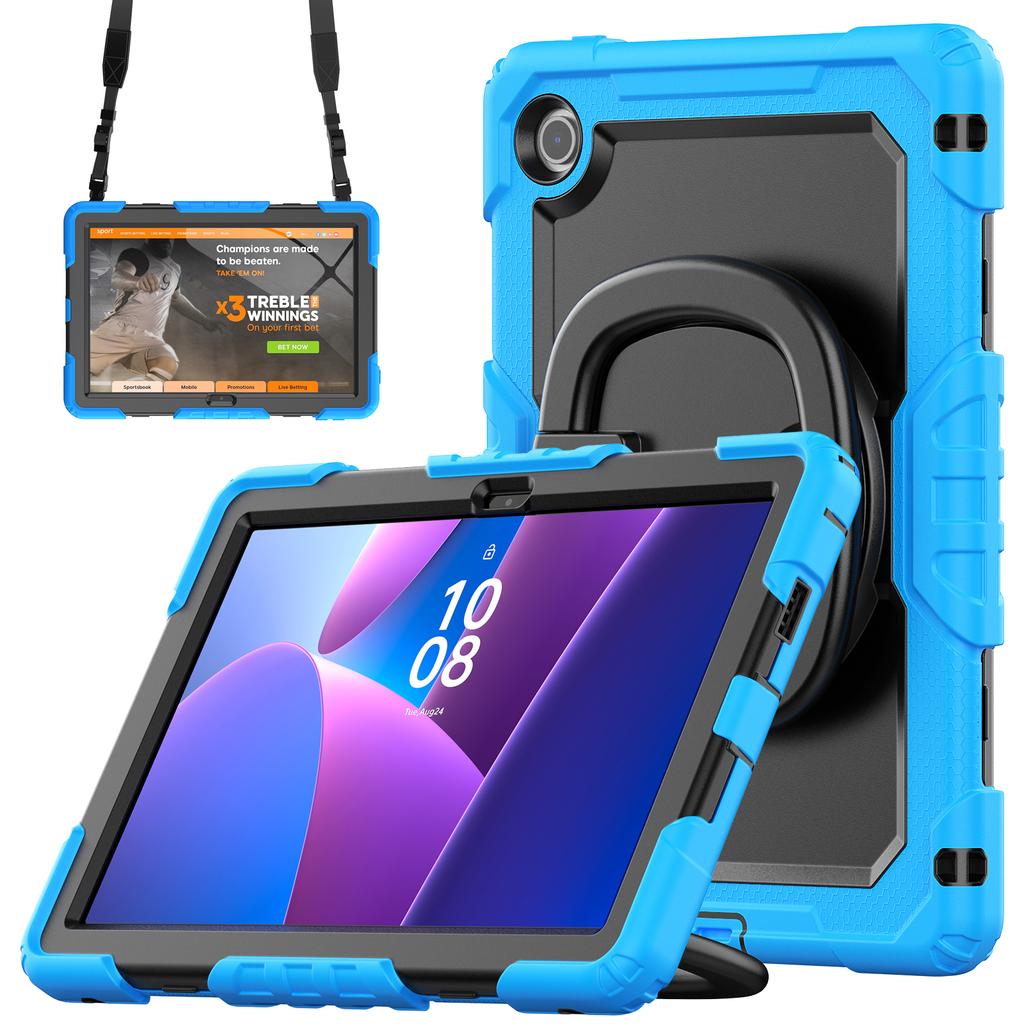For Lenovo Tab 10.1 (2025) TB-311XU/Tab TB311FU Kickstand Case PC+Silicone Tablet Cover with Shoulder Strap