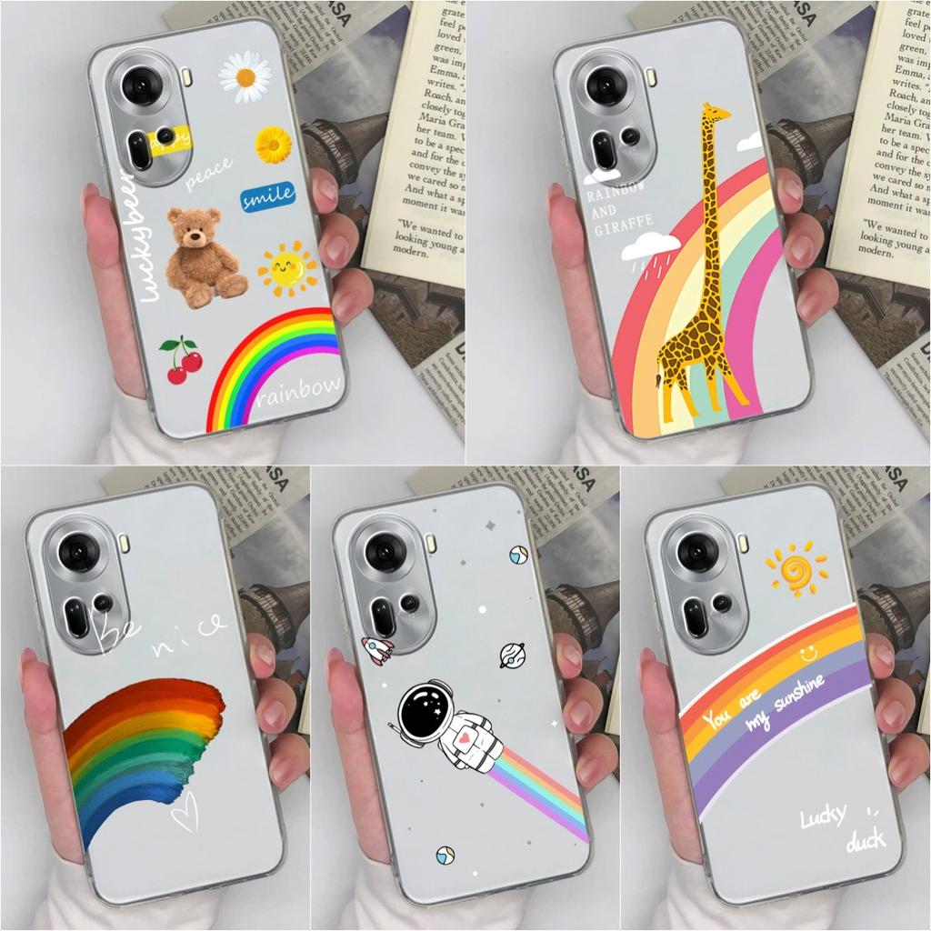 Case For OPPO Realme 12 Lite C67 A3 P1 Pro Pro+ Reno 11 Pro Find X7 Back Cover Fashion Rainbow Soft Silicone TPU Shockproof Clear Bumper Capa For OPPO