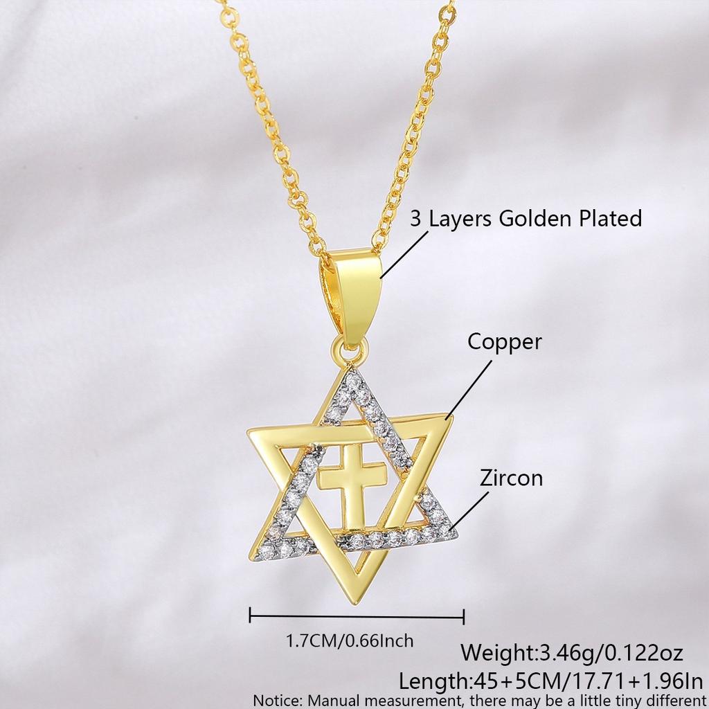 Hexagram Necklace for Men - Simple and Versatile, Fashionable and Unique. Hexagonal Star Necklace for Women.