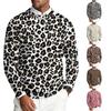 Herren Pullover mit Rollkragen, langen Ärmeln und Rippstrick mit Leopardenmuster für lässige Herbst- und Winterkleidung
