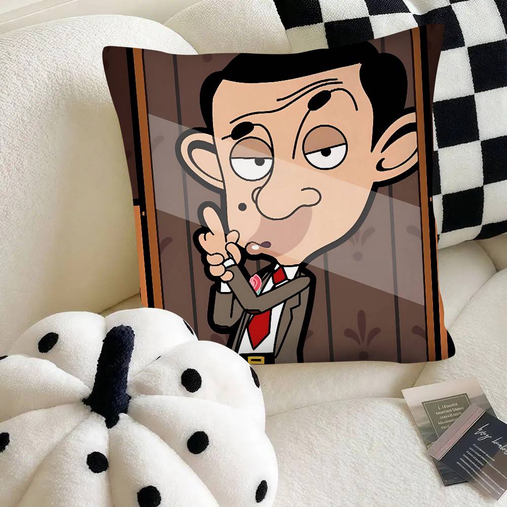 

M-Mr Bean Pillow Case Square Pillow Bedroom Sofa Leisure Comfort Cushion Car Home Decoration 20x20Inch