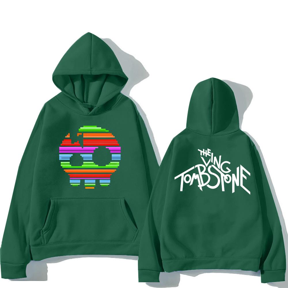 The Living Tombstone Rainbow Skull Hoodie The Living Tombstone Skull Humorous Graphic Sweatshirts Unisex Long Sleeve Pullovers