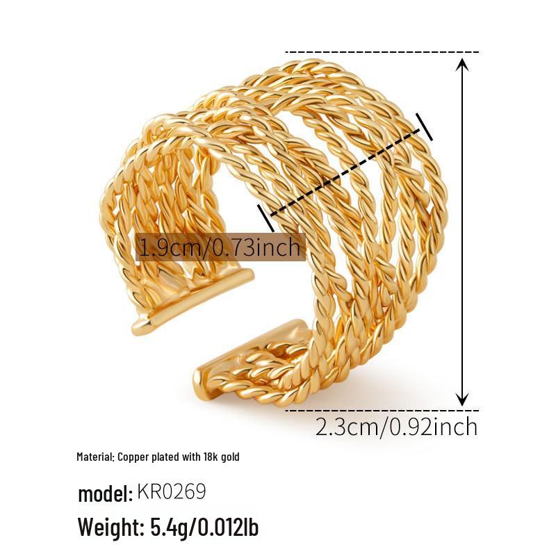 Stylový prsten na prst s plisovaným designem, pozlacený 18K zlatem - Odolný šperk, který nevybledne
