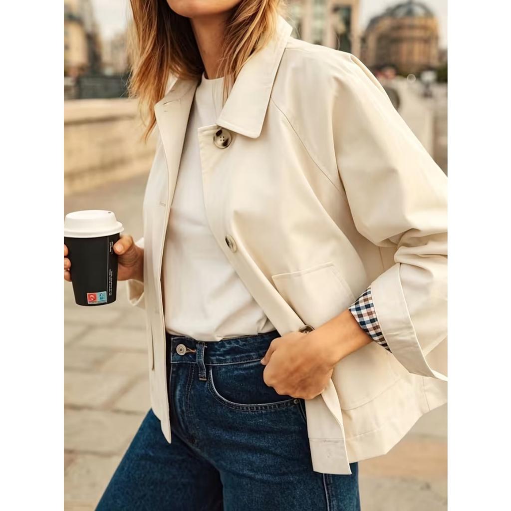 Autumn Winter New Women's Loose Solid Trench Coat With Pockets Lined Casual Outerwear For European American