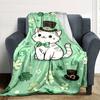 1pc cat shamrock blanket Lightweight Flannel Throw for Sofa Bed Travel Camping Livingroom Office Couch Chair