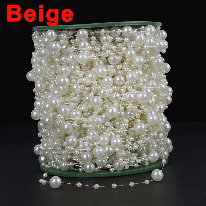 

2/5/10 метров нить искусственного жемчуга леска искусственные жемчужины нить 8+3 мм цепочка из бусин для рукоделия гирлянда цветы свадебный декор 5 Meters бежевый