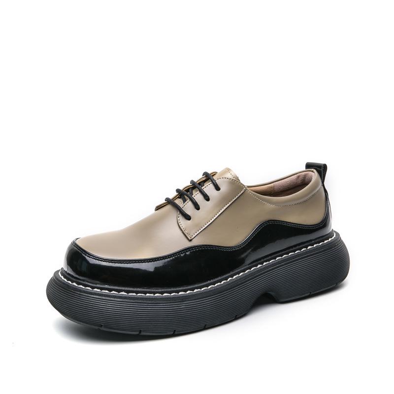 Men s British Style Large Head Leather Shoes 45: Fashionable Business Casual Height-Increasing Shoes 44 хаки