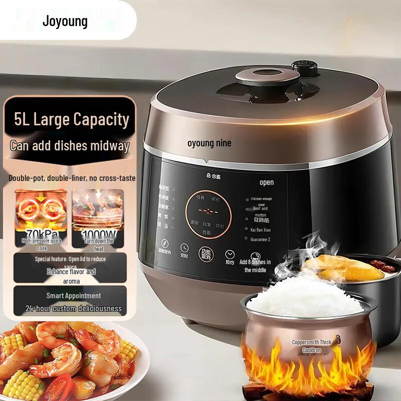 Joyoung 6L Smart Electric Pressure Cooker with Dual Inner Pots CN plug (adapter included)