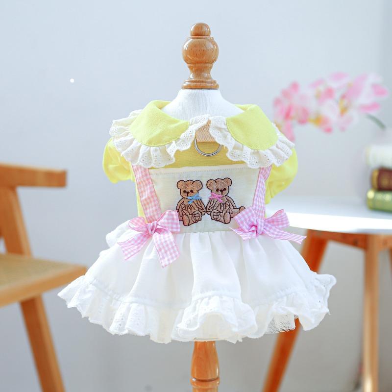 

Pet dog dog cat clothing clothing fluffy gauze skirt chest back high-end dress wedding collection Xl - approx. 7-9kg