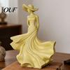 Exquisite Carved Sculptures Woman Statue, Resin Art Sculpture for Living Room Mantel Shelf Decor, Modern Female Minimalist Decor Figurine, Wide