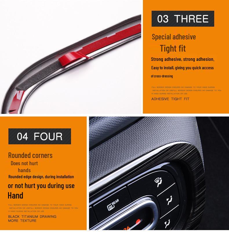 Smart Fortwo Air Conditioning Button Frame - Stainless Steel Brushed Interior Trim