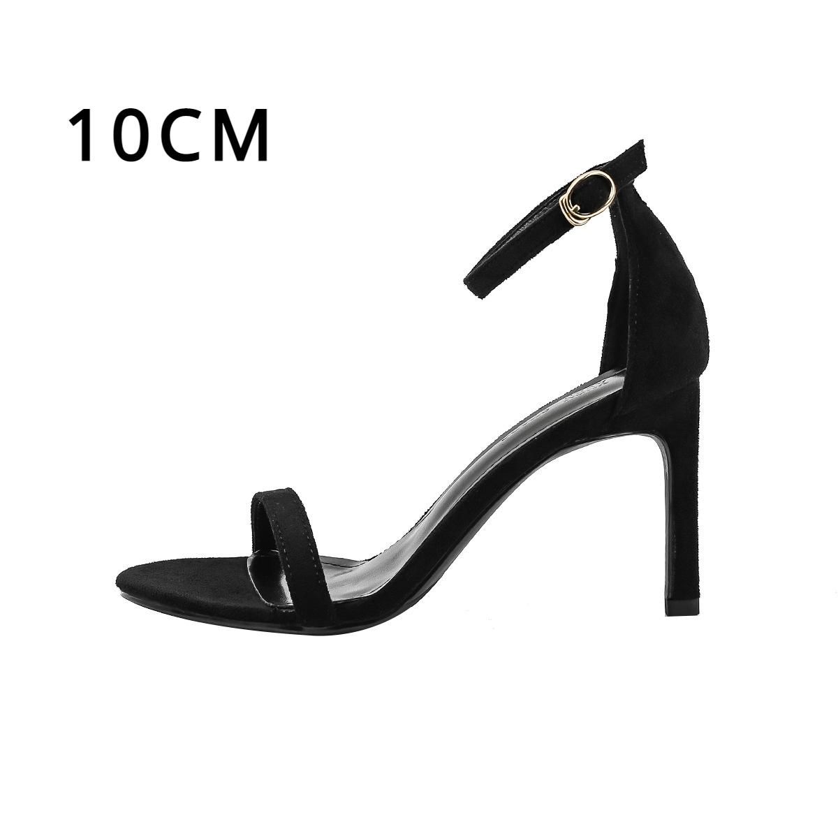 

Жіночі літні чорні смужки на шпильці на високих підборах, сексуальні ніші, босоніжки у феєричному стилі 39