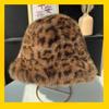 Retro Leopard Print Fisherman's Hat Leopard Print Autumn Winter Warm Hat  for Daily Wear