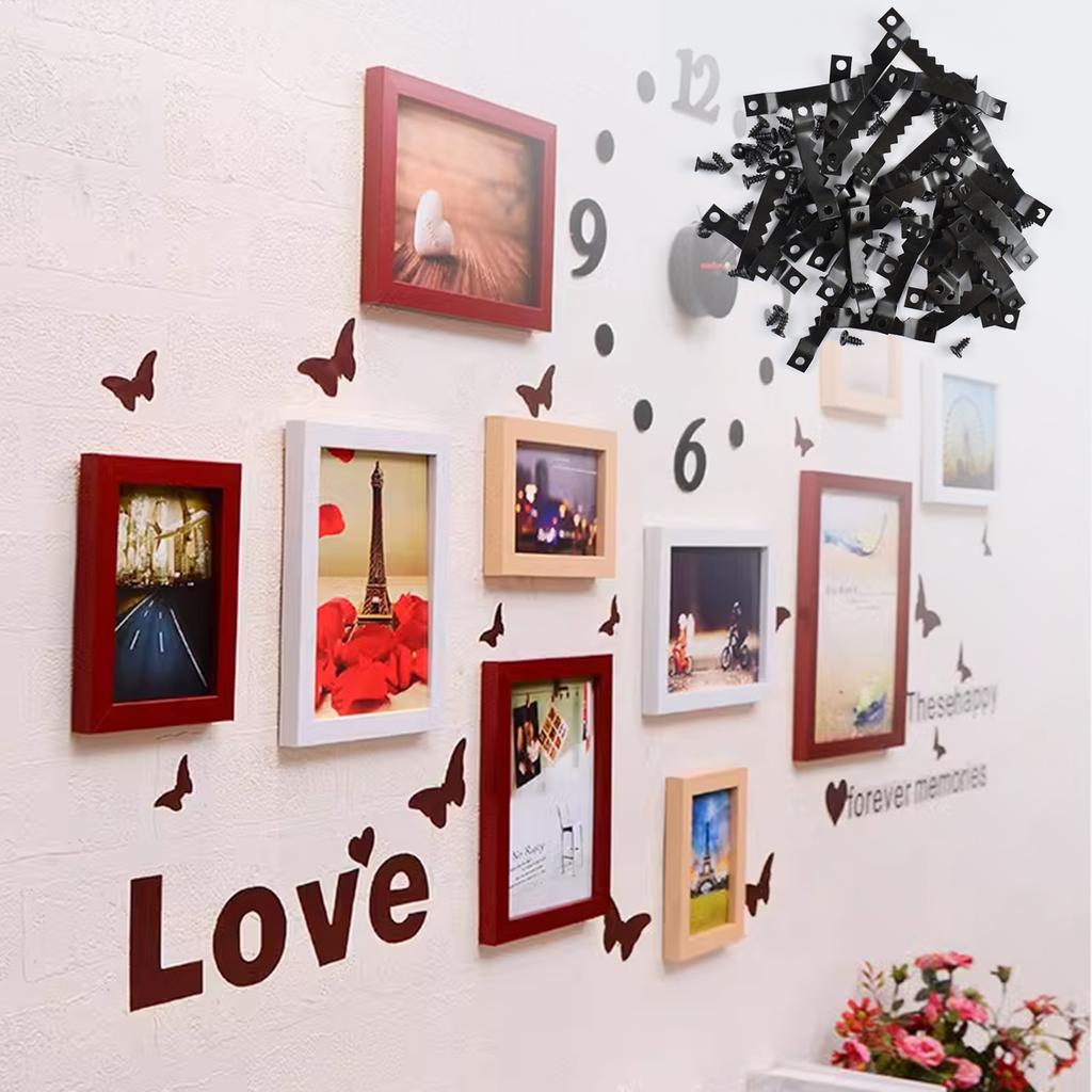 60Pcs Sawtooth Picture Hangers with Screws Metal Picture Frames Hangers for Hanging Wood Frames Paintings Enduring