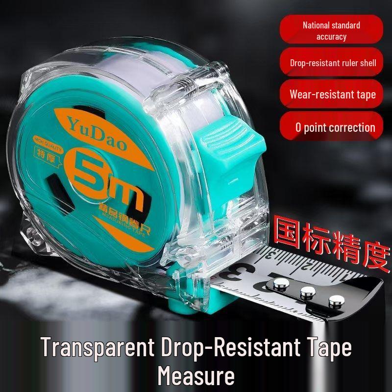 High-Precision Durable Tape Measure, 3m / 5m / 10m, Thickened Drop-Proof Transparent Shell Steel Ruler.