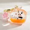 Panda Doll Keychain Cute TV Liquid Acrylic Keychain Car Pendant Accessories Children's Keychain Gift Couple Keychain Wholesale