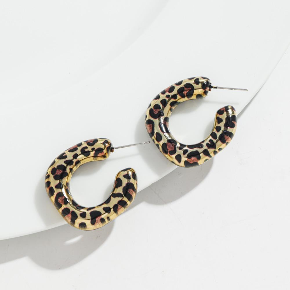 Vintage Leopard Gold Plated Earring Hoops for Women Exaggerated Chunky Geometric Circle Huggies Earrings Statement Jewelry Gifts