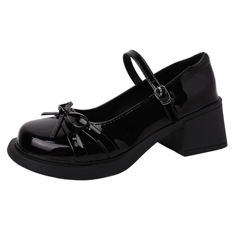 Fashion thick-soled heightening sweet bow shallow mouth versatile loafers summer 2025 new Mary Jane single shoes