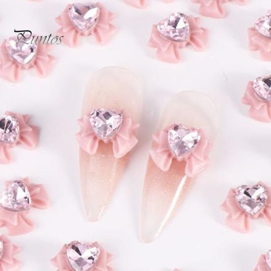 10 ks DIY dekorace na nehty 3D umělý křišťál srdce na růžové mašličce Kamínky na nehty kamínky na telefon Pouzdro na telefon Dekorace Příslušenství Potřeby na manikúru