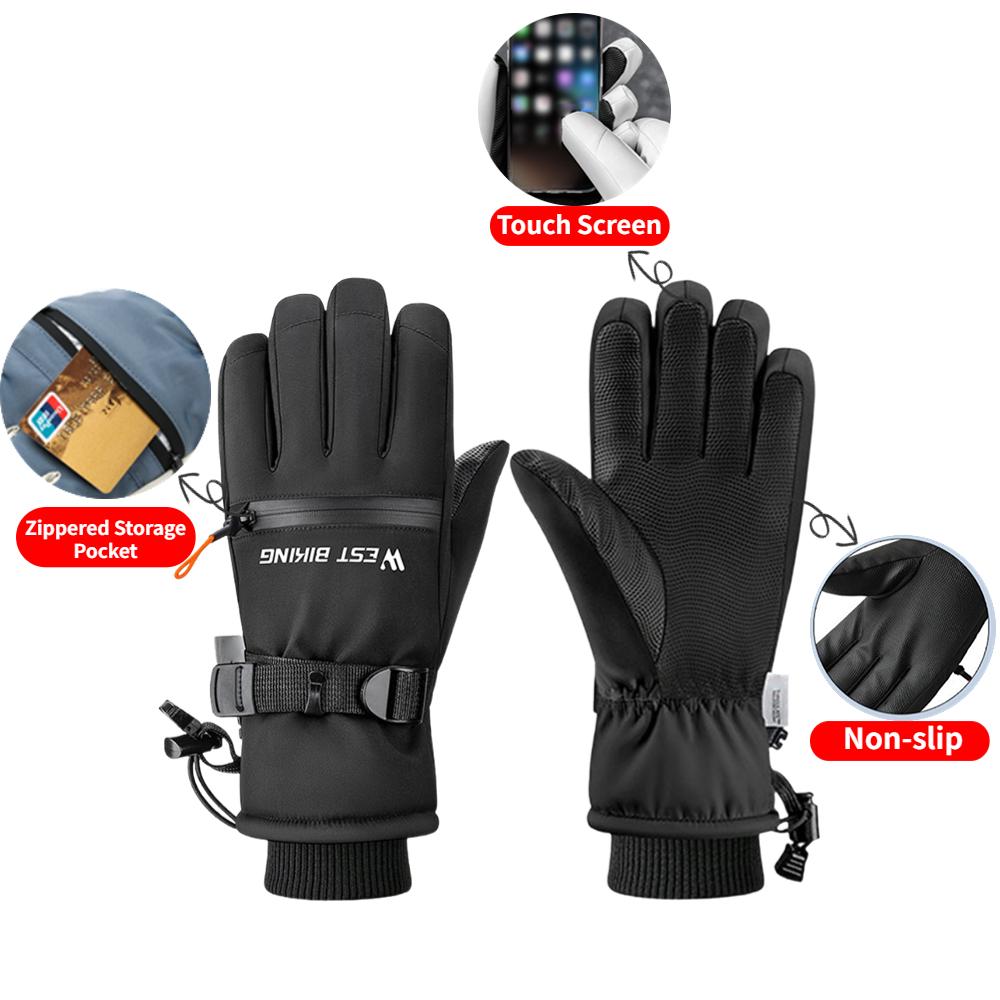New Winter Outdoor Waterproof Pocket Warm Men's and Women's Gloves Cycling Gloves Non Slip Skiing Gloves Ski Board Accessories
