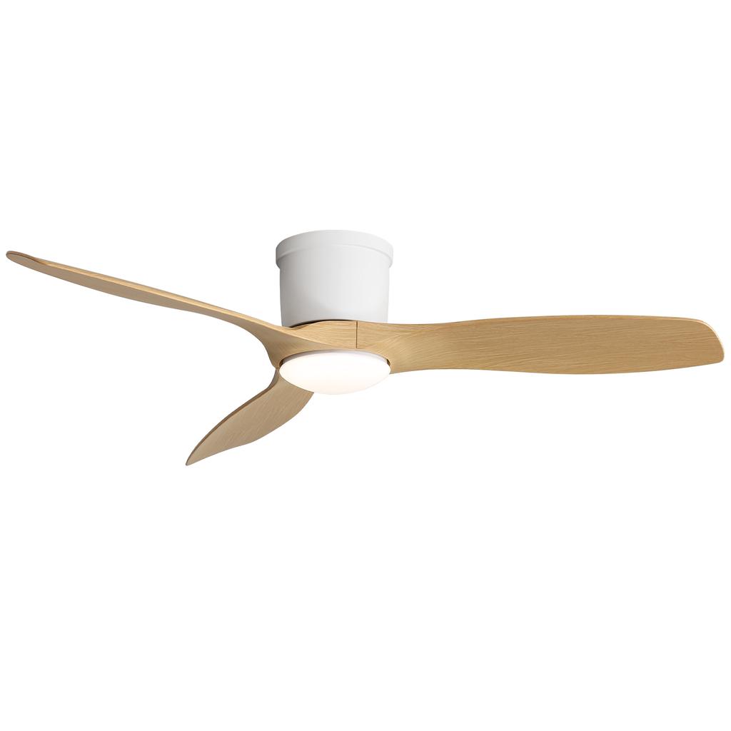 52-Inch Flat Ceiling Fan with Remote Control, 3 ABS Blades, Reversible DC Motor, Super Quiet Operation, and Dimmable LED Lighting.