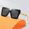 New Fashion Luxury Cat Eye Chain Temple Sunglasses Women Men Uv Protection Summer Trendy Eyewear Travel Driving Shades