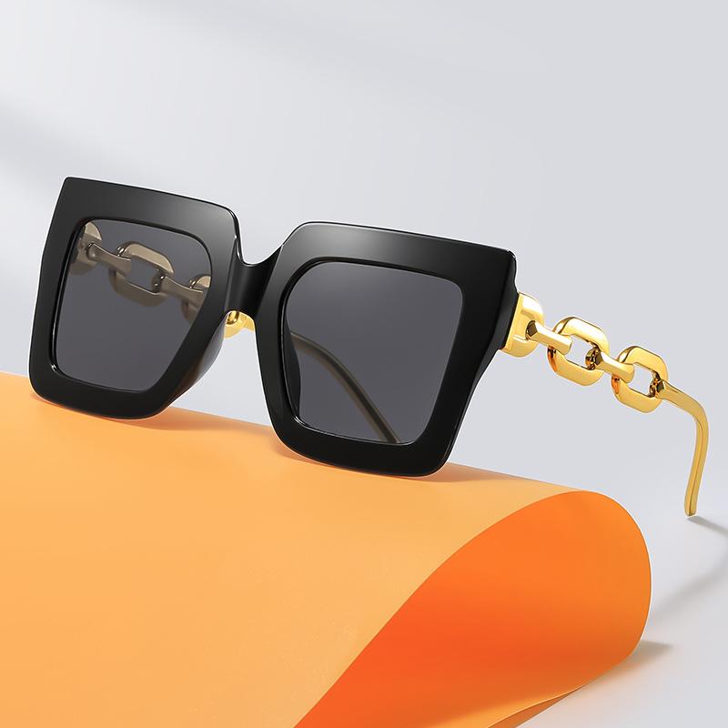 New Fashion Luxury Cat Eye Chain Temple Sunglasses Women Men Uv Protection Summer Trendy Eyewear Travel Driving Shades