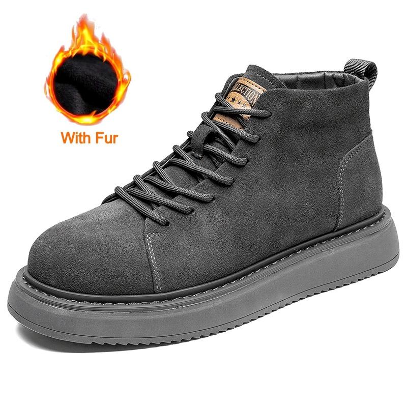 

Fashion British Style Men New Genuine Leather Boots Casual Antiskid Outdoor Oxfords Shoes Vintage Classcis Round Toe Boots Lace-up Boots 44