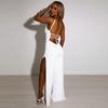 Women Jumpsuit Spaghetti Straps Side High Split Slim Fit Sexy Backless Lace Up