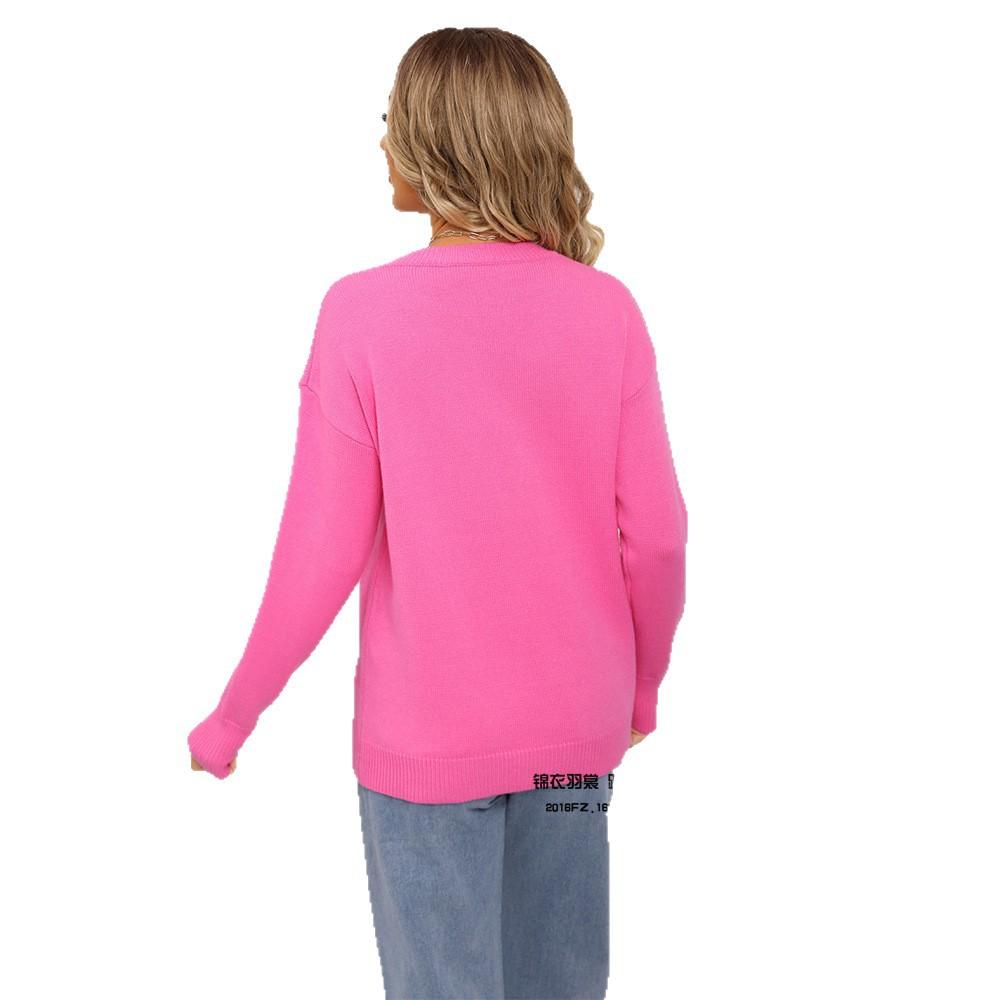 Autumn and Winter Long-sleeved Heart-shaped Sweater, Women's Embroidered Loose Knitted Sweater