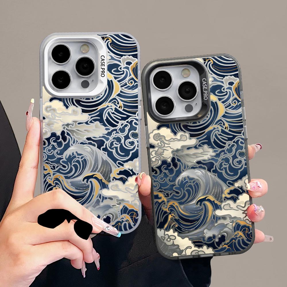 Art Waves Cool Fashion Phone Case For iPhone 17 Pro Max 17e 16e 15 17 Air 14 13 12 11 Pro Max 8 Plus X IMD Shockproof Cover