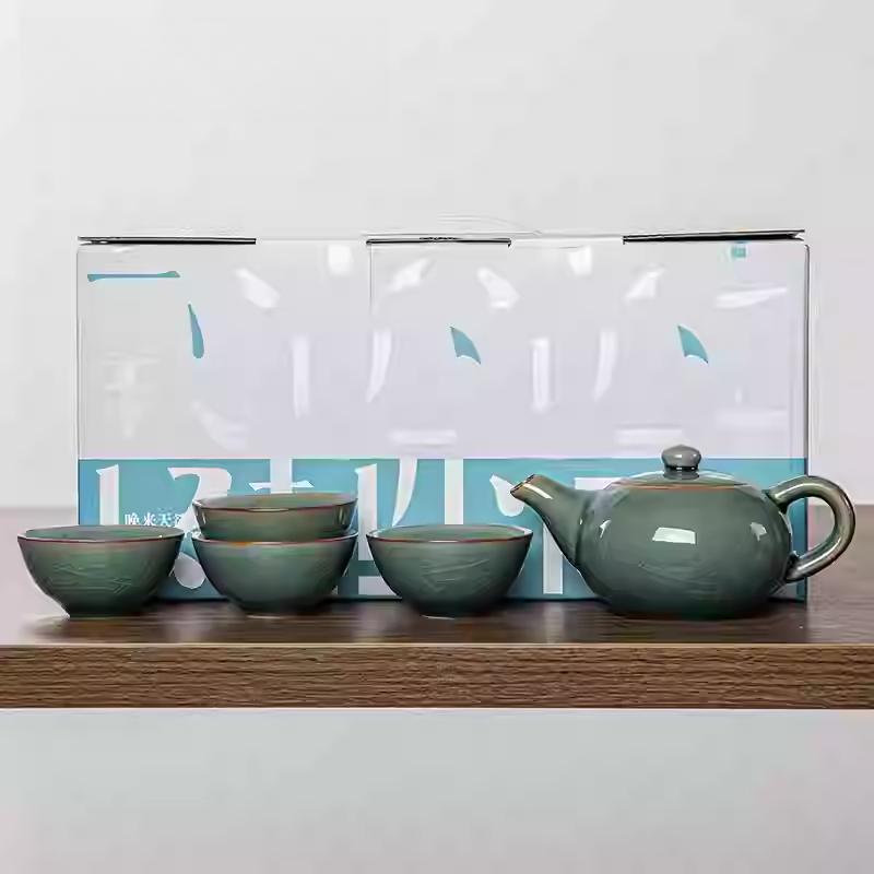 Kung Fu Tea Set Home One Pot Two Cups Tea Plate Small Ceramic Teapot Teacups Hotel Personal Small Sets Traveling