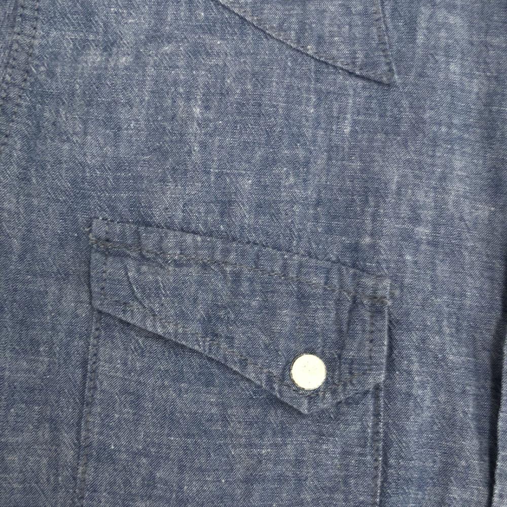 BRU NA BOINNE Made In Japan Long Sleeve Chambray Western Shirt Blue Men's Used