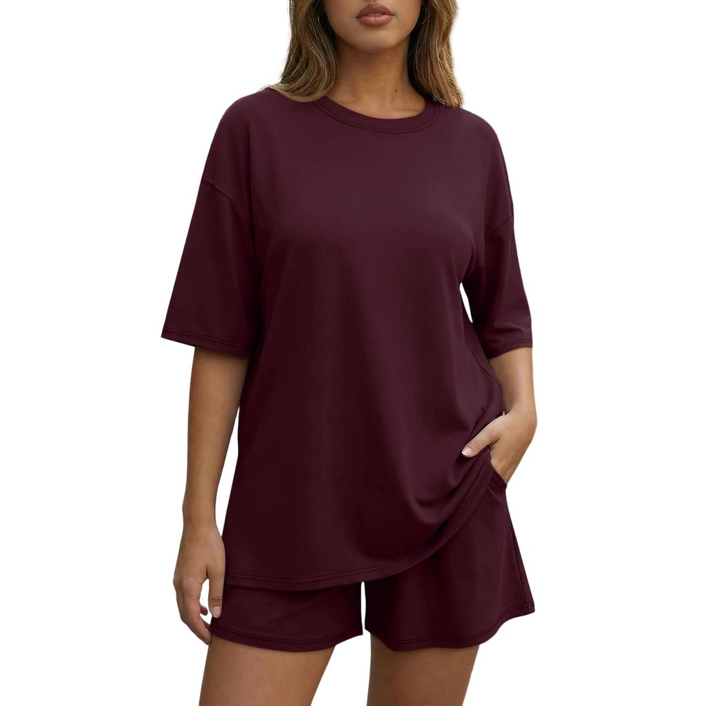 Women's Loose And Fashionable  Casual Short Sleeved Shorts Two-piece Set