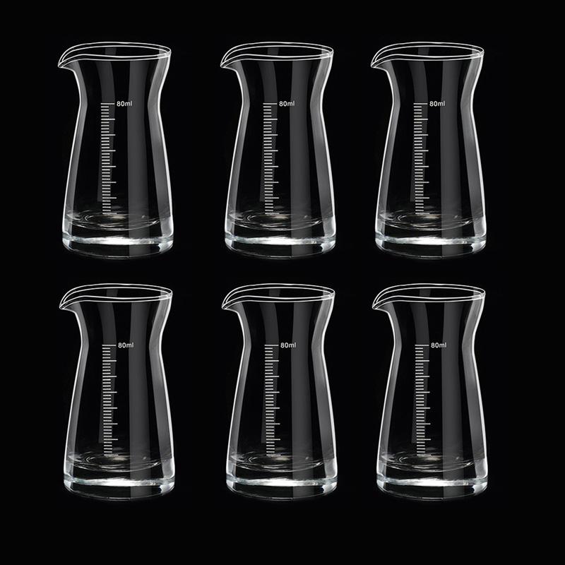 6pcs Set 80ml Wine Dispenser Whiskey Foreign Wine Cups Household Measuring Jug Glass Wine Pot with Scale Transparent Drinkware