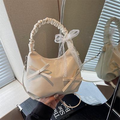 Women's Autumn New Bow Underarm Bag Women's Leisure Commuting Niche Pleated Cloud Dumpling Bag