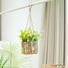 1PC Grădină Plantă Verde Rattan Vasă Ghiveci țesute Coșuri de flori agățate Home Decor răchită