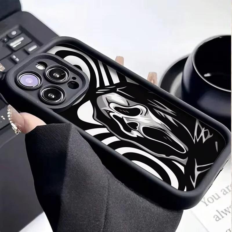 Fashionable Skull Printed Phone Case For iPhone 16 15 14 13 12 11 Pro Max XS X XR 7 8 SE Thickened Silicone Soft Back Cover