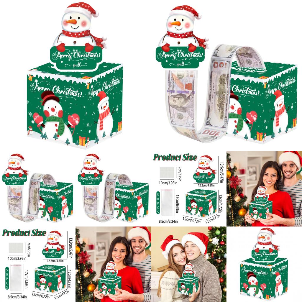 Christmas Snowman Decor Gift Money Box With Paper Material For Holiday Party Atmosphere